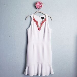 Laundry by Shelli Segal White Jewel Embellished Dress